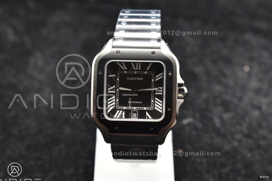 MIYOTA Black de Best SS 1:1 Santos Edition Dial on Cartier BVF SS Gray Bracelet 40mm Bezel 9015 0401